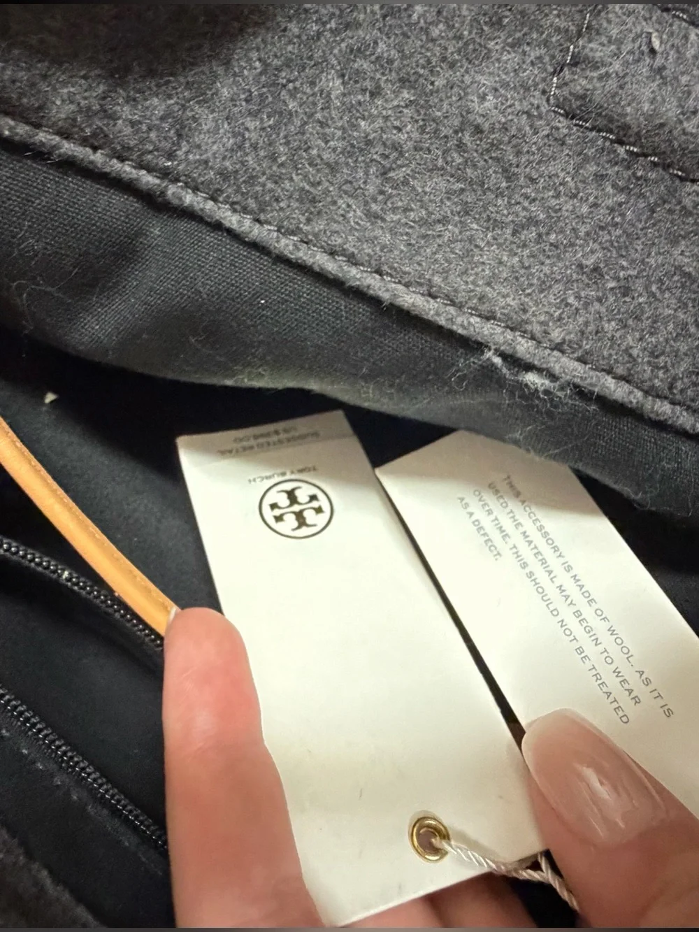 Tory Burch Gray Tote with Tan Leather Trim